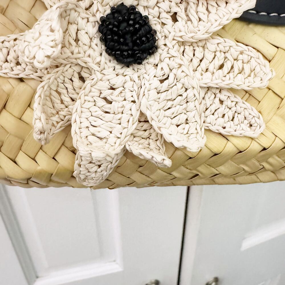 Tory Burch Ella Straw Floral Basket Tote Bag - Picture 3 of 14